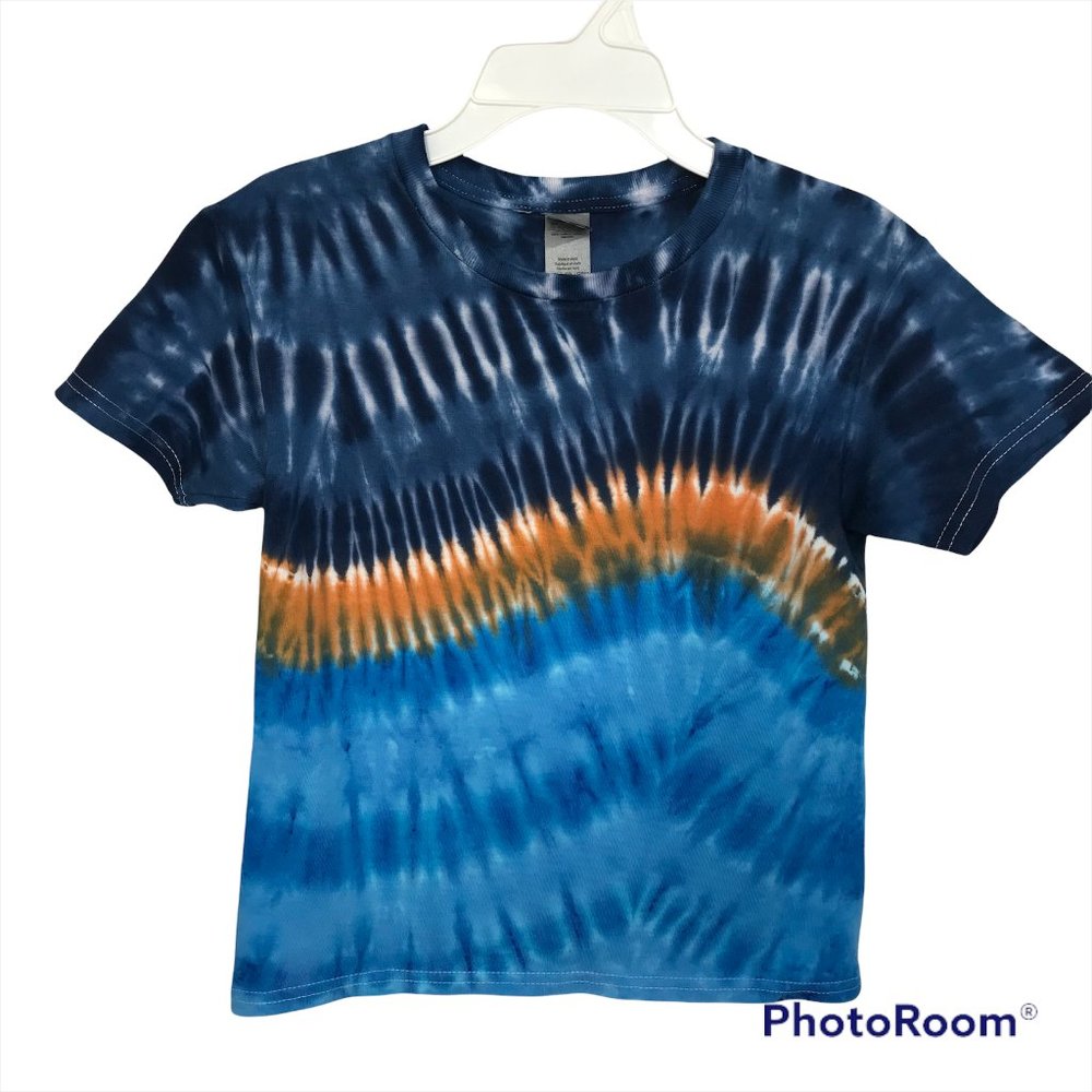 New KIDS Tie-Dye T-Shirt | Blue/Orange/Dark Slate | XS
